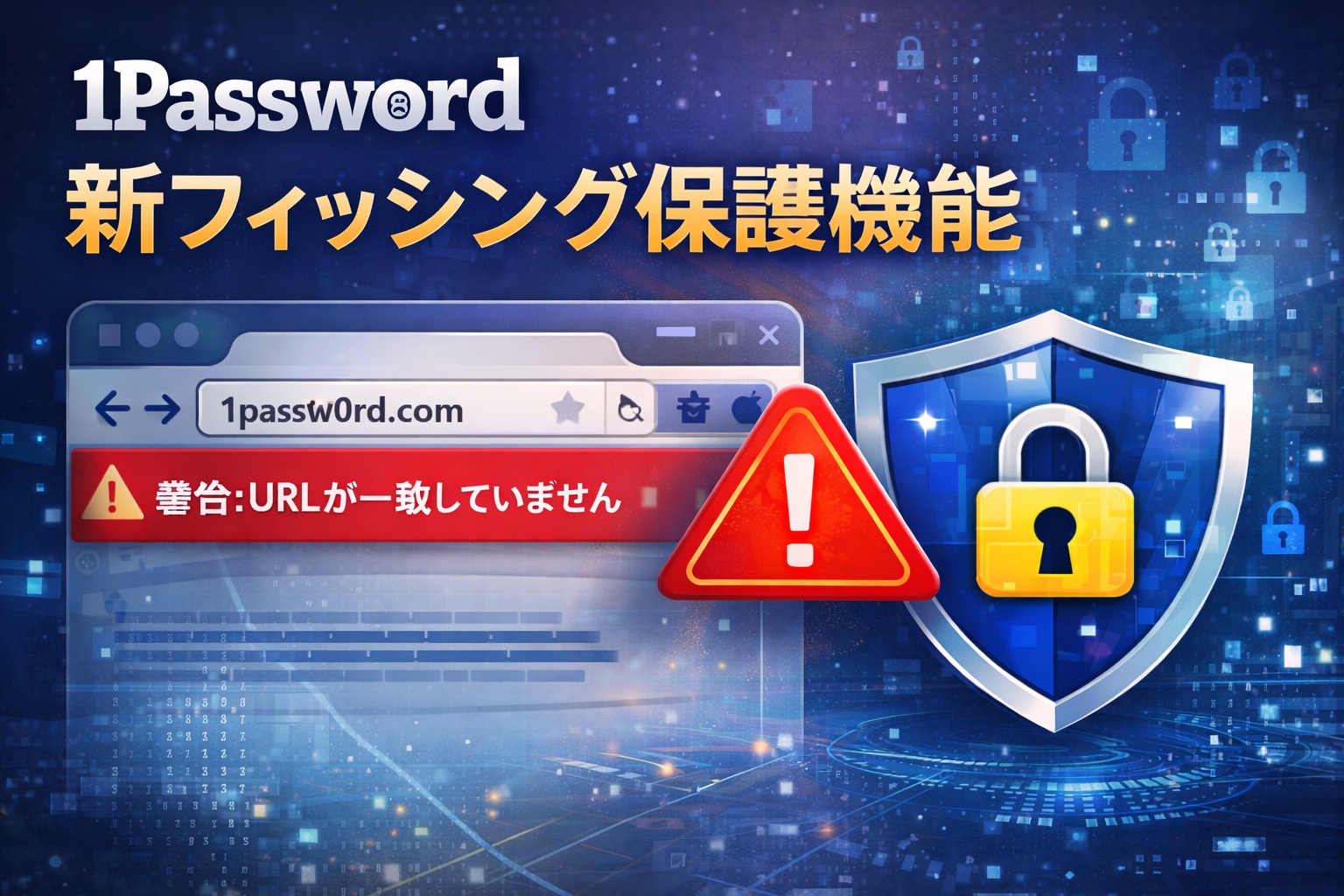 1Passwordのフィッシング対策とは？URL不一致時の警告機能を解説【2026年最新】